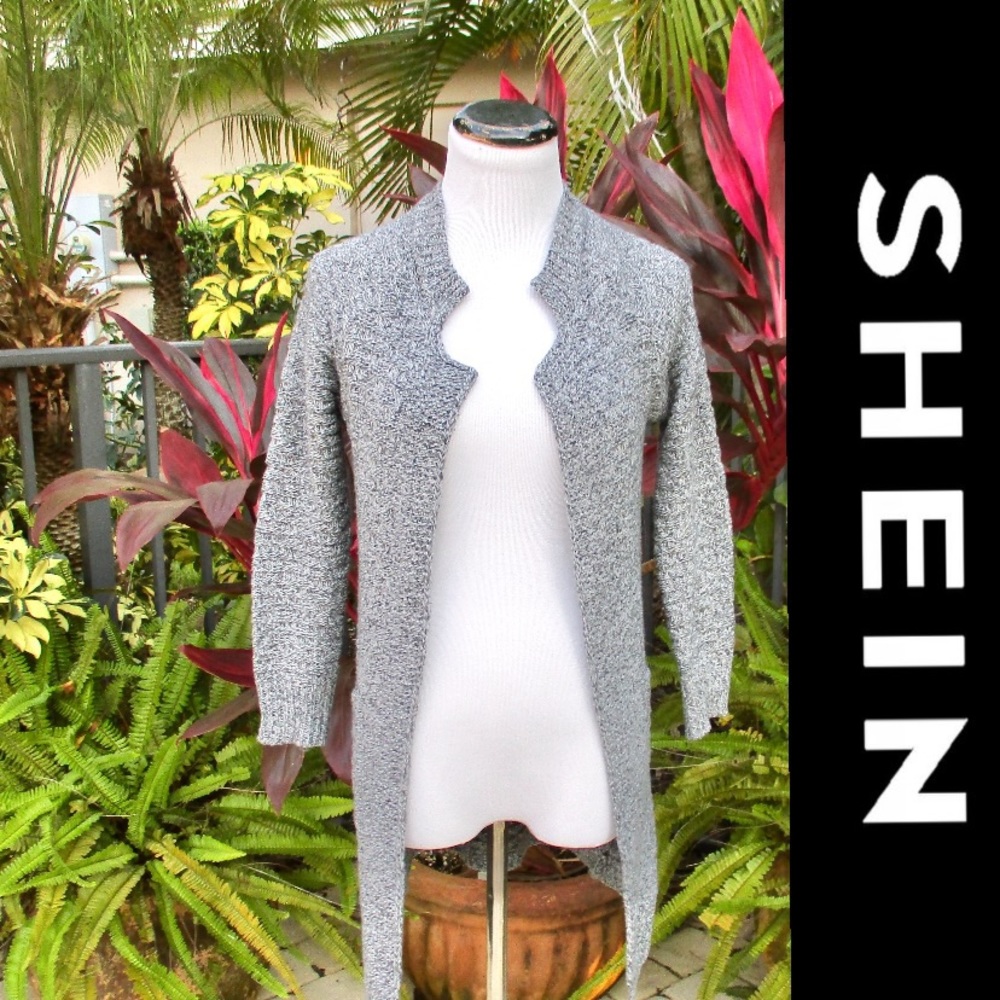 Shein Long Open Front Sweater Cardigan